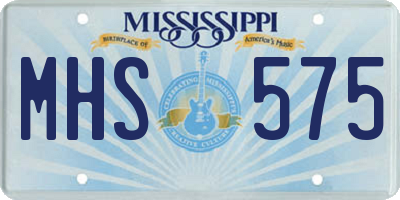 MS license plate MHS575