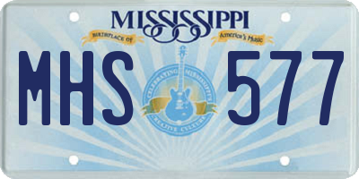MS license plate MHS577