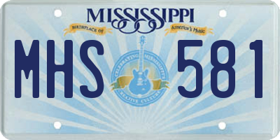 MS license plate MHS581
