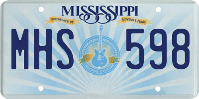 MS license plate MHS598