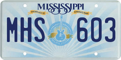 MS license plate MHS603