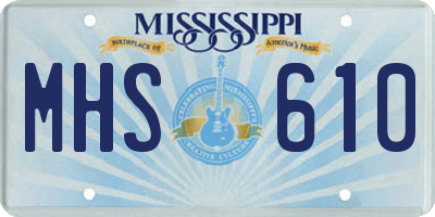 MS license plate MHS610