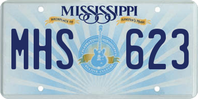 MS license plate MHS623