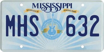 MS license plate MHS632