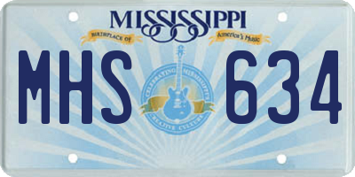 MS license plate MHS634