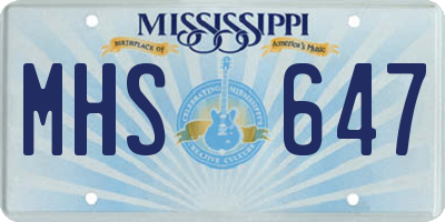 MS license plate MHS647