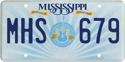 MS license plate MHS679