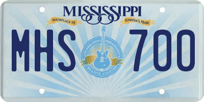 MS license plate MHS700