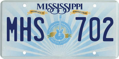 MS license plate MHS702