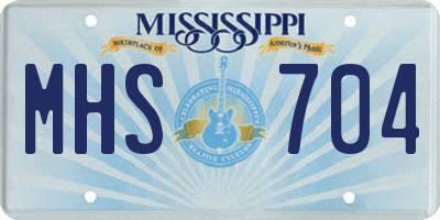 MS license plate MHS704