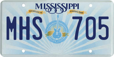 MS license plate MHS705