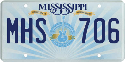 MS license plate MHS706