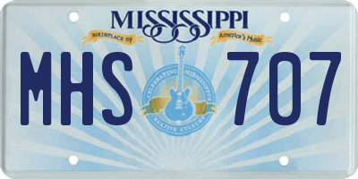MS license plate MHS707