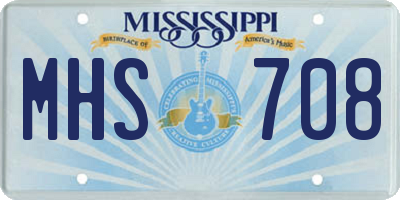 MS license plate MHS708