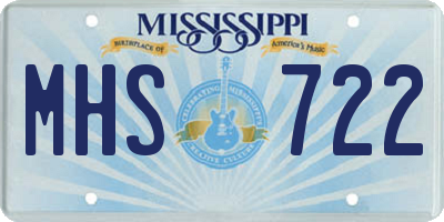 MS license plate MHS722