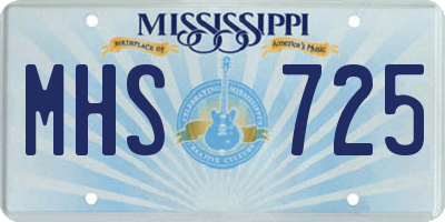 MS license plate MHS725