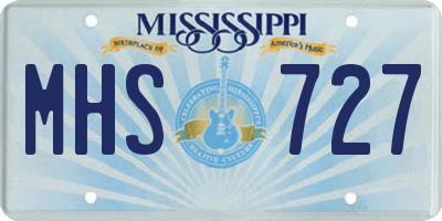 MS license plate MHS727