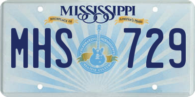 MS license plate MHS729