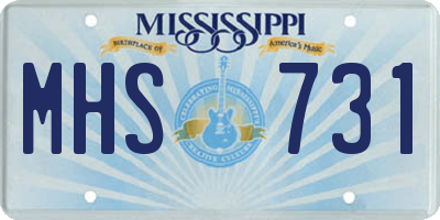 MS license plate MHS731