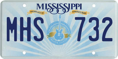 MS license plate MHS732