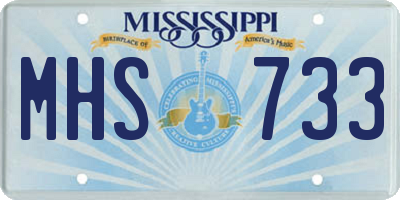 MS license plate MHS733