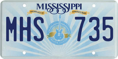 MS license plate MHS735