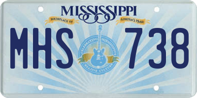 MS license plate MHS738