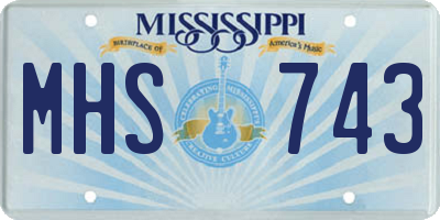 MS license plate MHS743