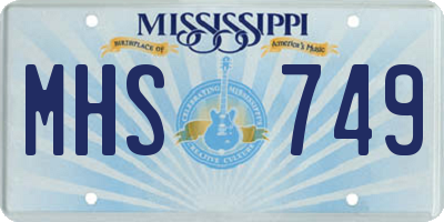MS license plate MHS749