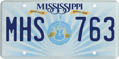 MS license plate MHS763
