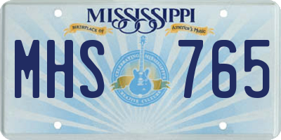 MS license plate MHS765