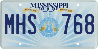 MS license plate MHS768