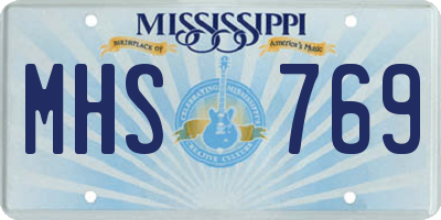MS license plate MHS769