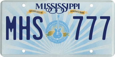 MS license plate MHS777