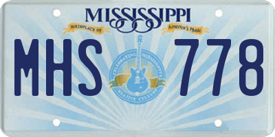 MS license plate MHS778