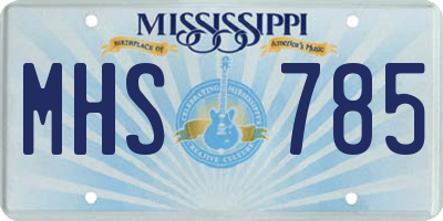 MS license plate MHS785