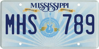 MS license plate MHS789