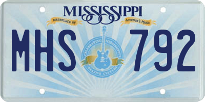 MS license plate MHS792