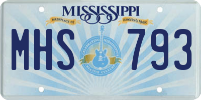 MS license plate MHS793