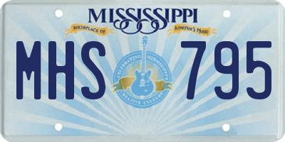 MS license plate MHS795