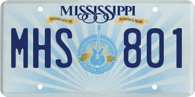 MS license plate MHS801