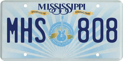MS license plate MHS808