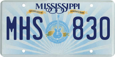 MS license plate MHS830
