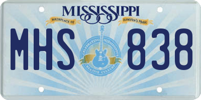 MS license plate MHS838