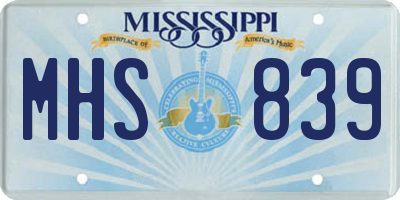 MS license plate MHS839