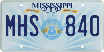 MS license plate MHS840