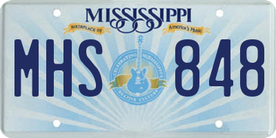 MS license plate MHS848
