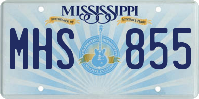 MS license plate MHS855