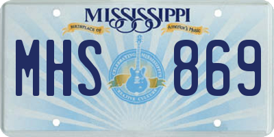 MS license plate MHS869