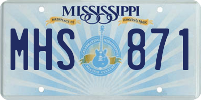 MS license plate MHS871